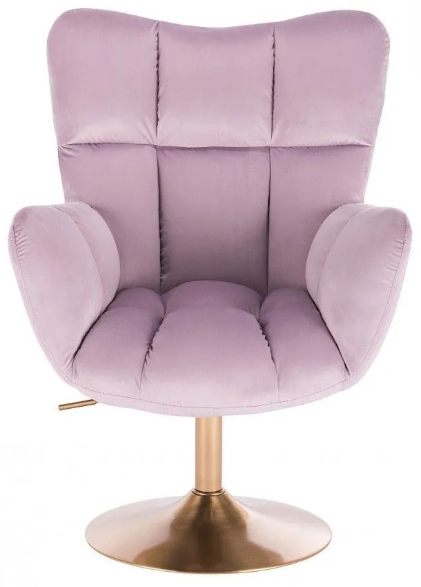 LuxuryForm DESIGN Otočné kreslo AURORA VELUR na zlatom tanieri - levanduľa