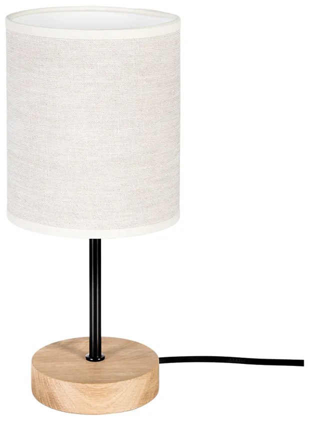 Stolová lampa Boho 1xE27 Max.25W Olejovaný dub/čierna/čierne PVC/béžová