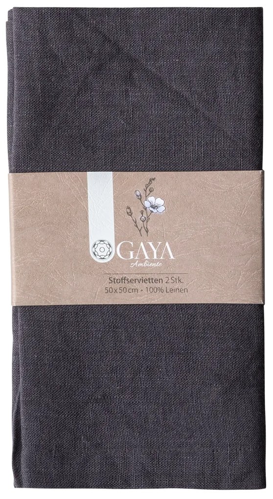Antracitové ľanové obrúsky 50 x 50 cm 2 ks - Gaya Ambiente - 596435