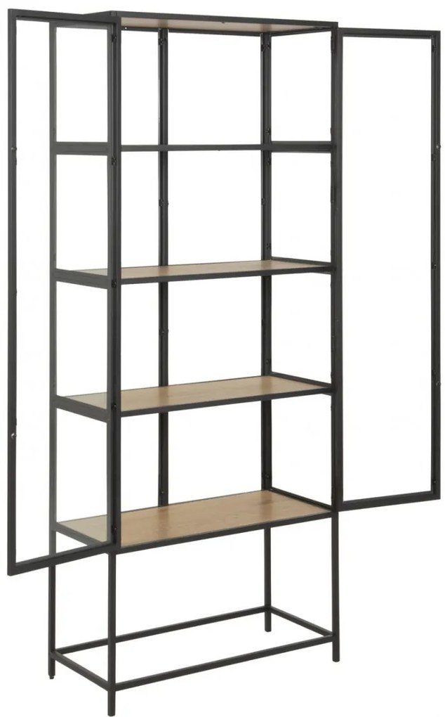 Actona Vitrína Seaford 77x185,6 cm čierna/divoký dub