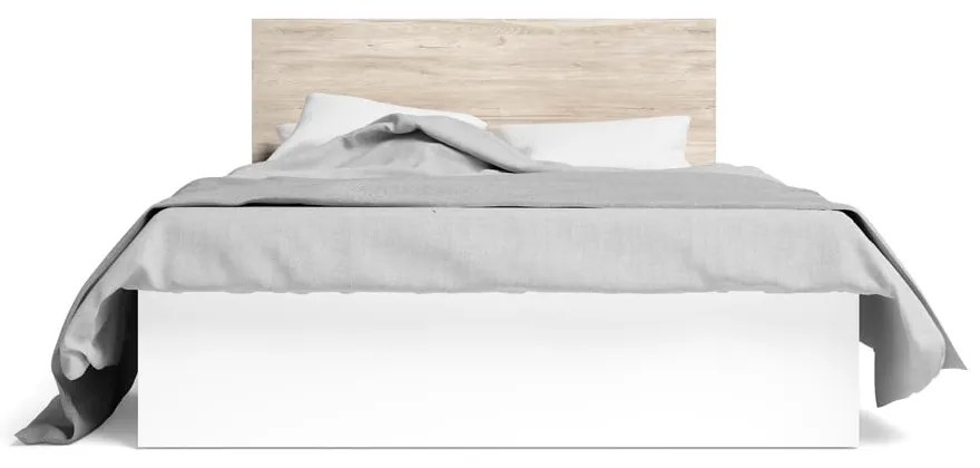 Biela/prírodná dvojlôžková posteľ v dekore duba s úložným priestorom 140x190 cm Sahara - Marckeric