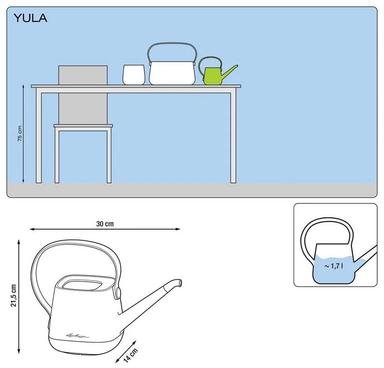 Lechuza Yula watering can biela/siva krhla 30x14x22 cm