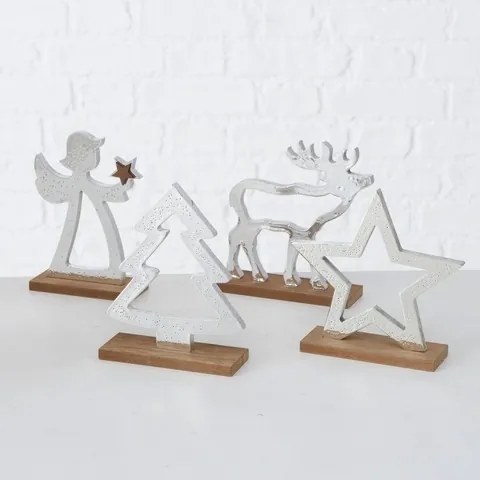 Drevená vianočná dekorácia - strieborná 15 cm