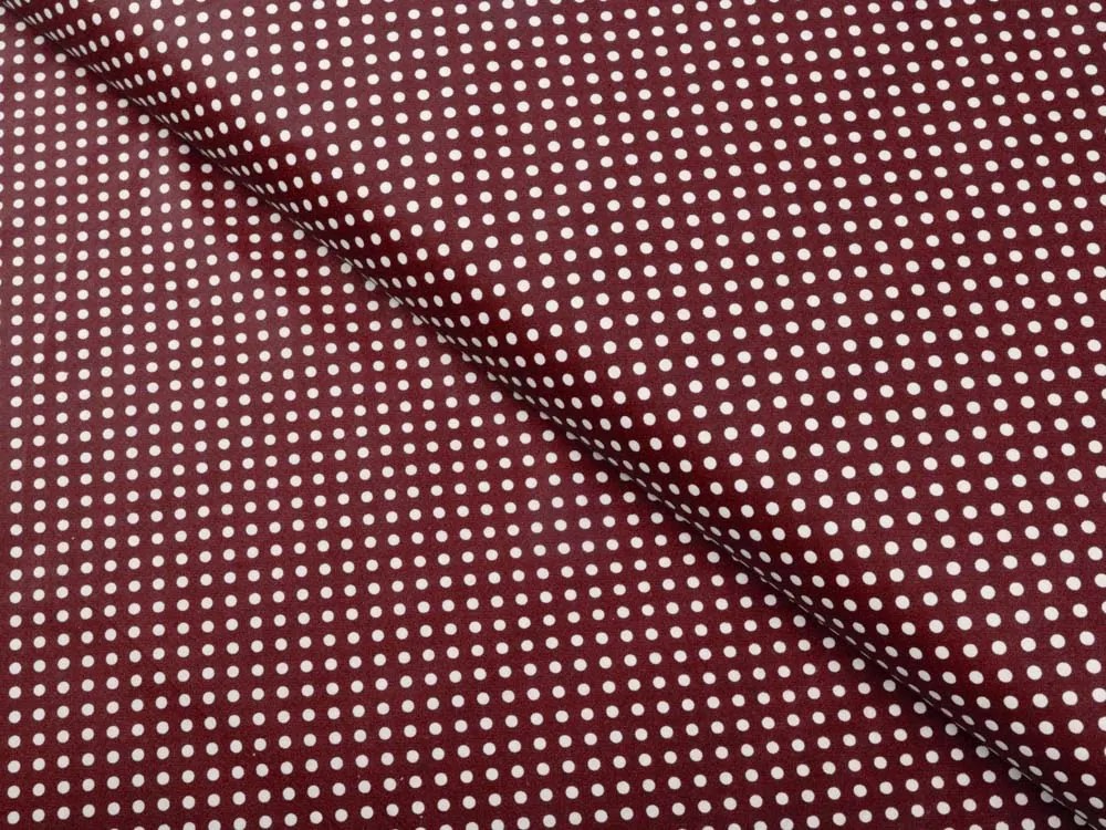 Biante Detské bavlnené posteľné obliečky do postieľky Sandra SA-339 Biele bodky na tmavo červenom Do postieľky 90x130 a 40x60 cm