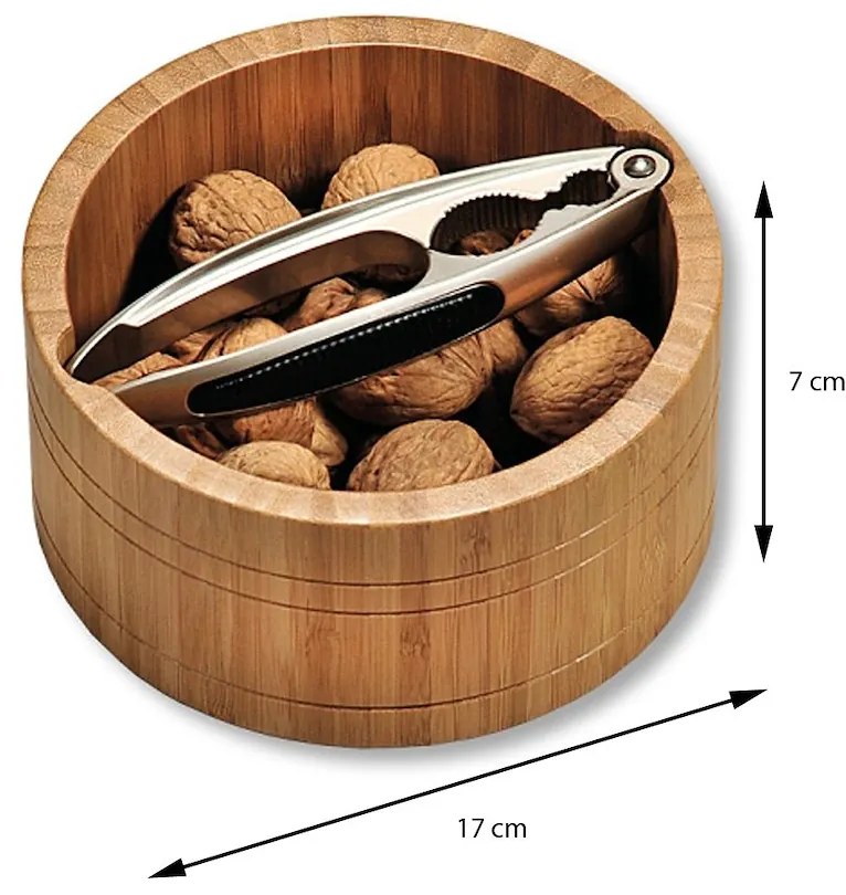 Drevená miska na orechy s luskáčikom Nuts, 17x7 cm