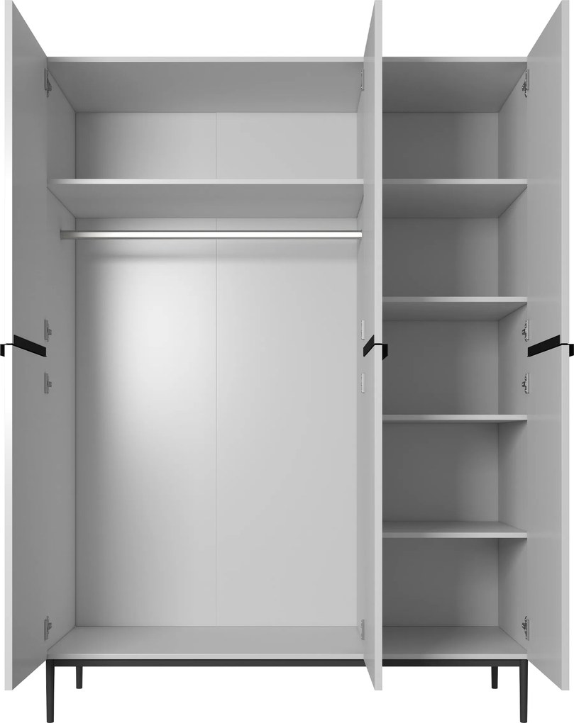 Skriňa Nicole 150 cm na nožičkách - biely mat / čierna