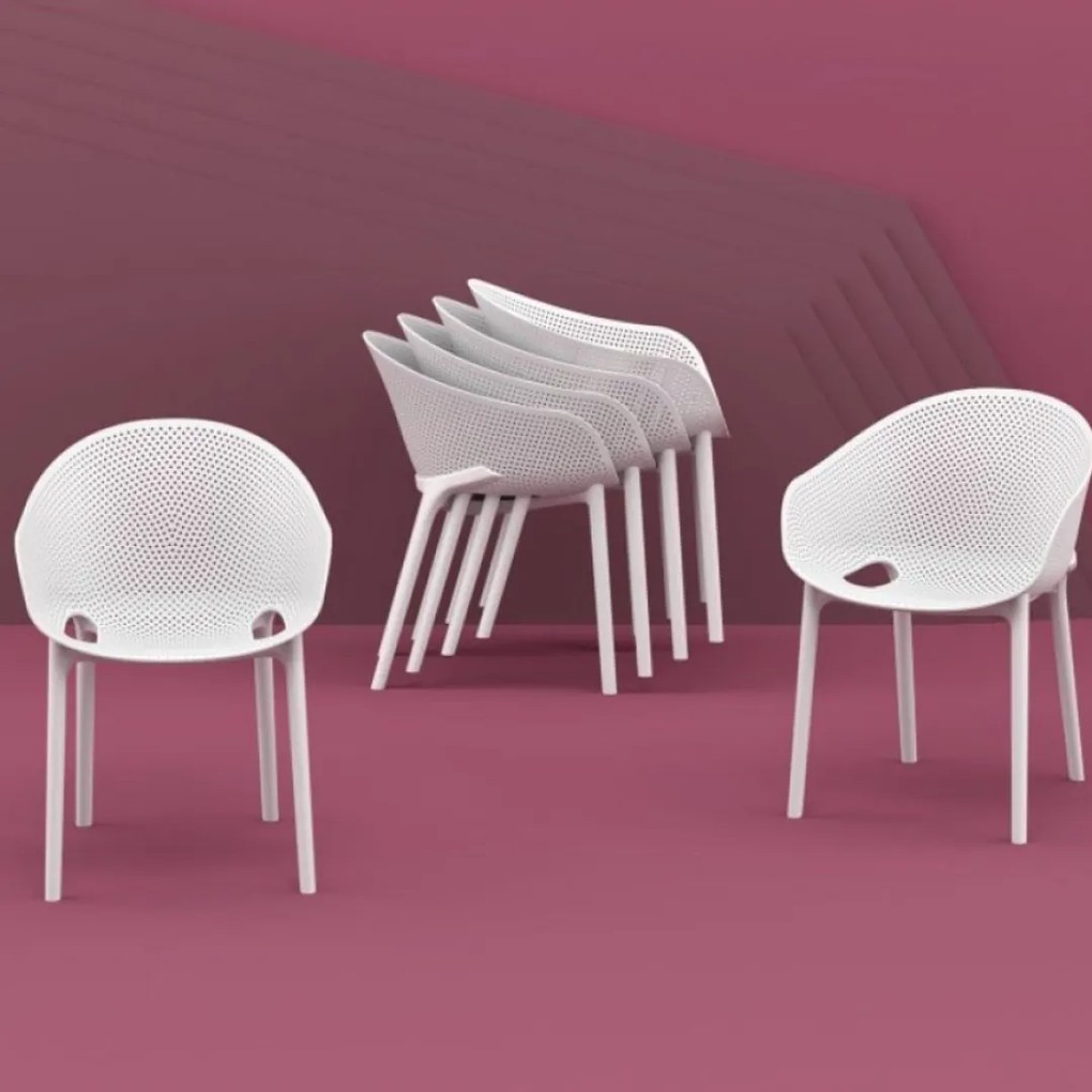 SKY PRO záhradná stolička white