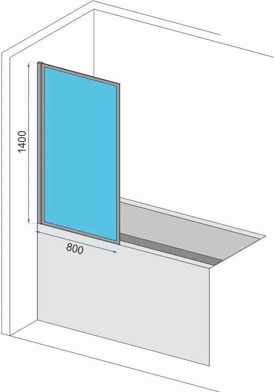 Vaňová zástena REA LAGOS-1 FIX 80 cm, čierna/transparent