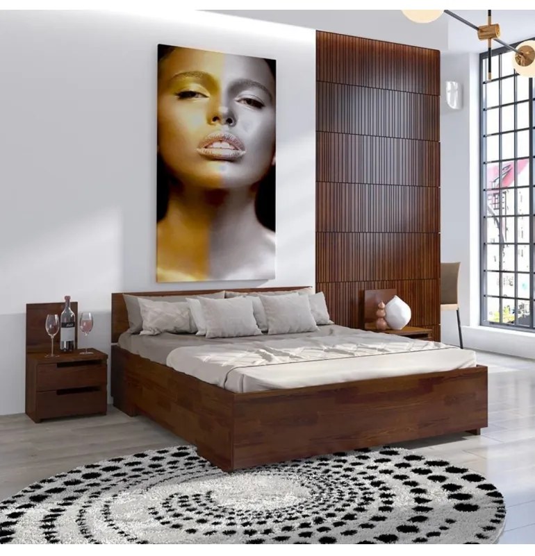 Posteľ z masívu borovicová orech Bergman High Visby 180x200 cm