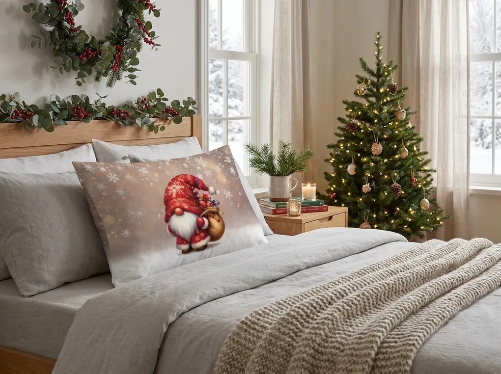 3D obliečka na vankúš z mikrovlákna SANTA GNOME 50x70 cm, červená
