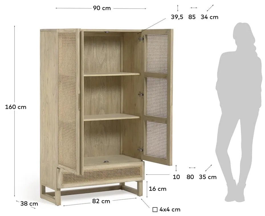 Komoda z dreva Mindi Kave Home Rexit, šírka 90 cm