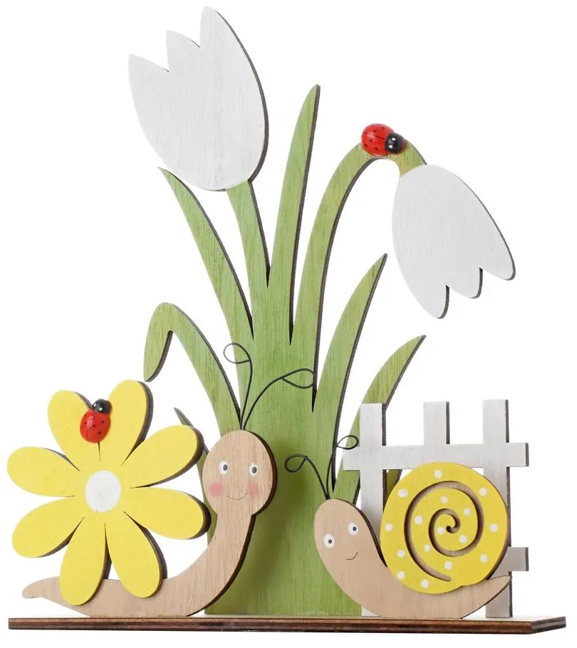 PRVOSIENKA, SLIMÁKY BIE/ŽL/NAT/ZEL DREVO 22,5*5*26,5CM
