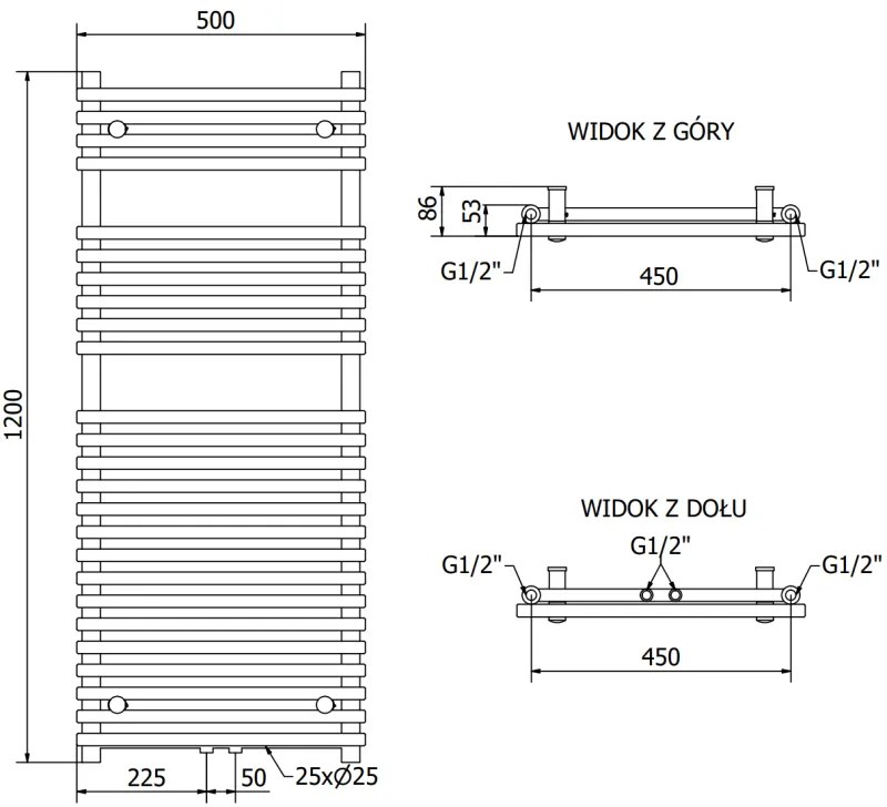 Mexen Sol vykurovacie teleso 1200 x 500 mm, 569 W, biela, W125-1200-500-00-20