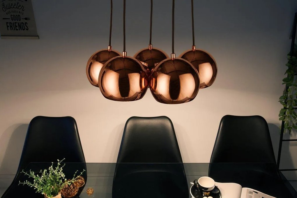 Dizajnová závesná lampa Briella- zlatoružová