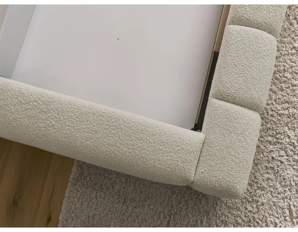 Béžová čalúnená dvojlôžková posteľ s úložným priestorom s roštom 140x190 cm Denali – Bobochic Paris