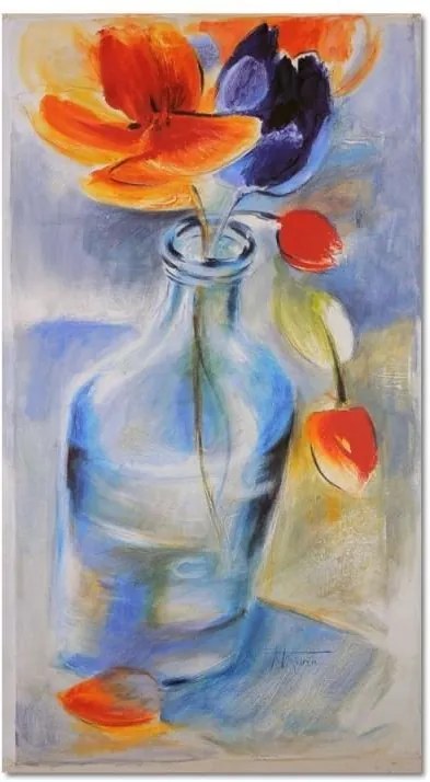 CARO Obraz na plátne - Colorful Flowers In A Glass Vase 30x40 cm
