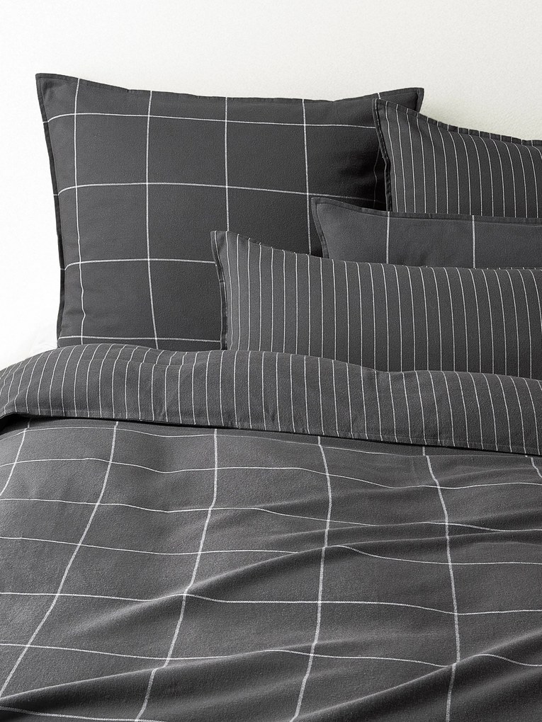 Kockovaná flanelová obojstranná obliečka na paplón Noelle