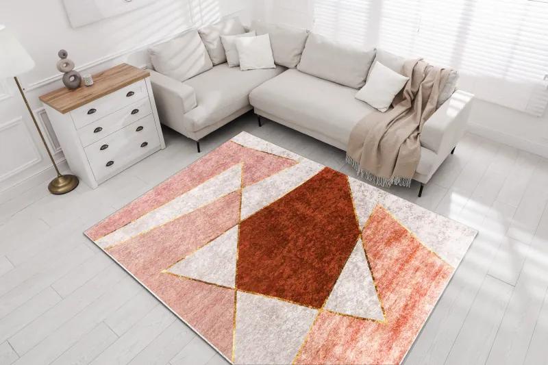 MIRO 52097.802 umývací koberec Geometrická protišmykový - ružová Veľkosť: 80x150 cm