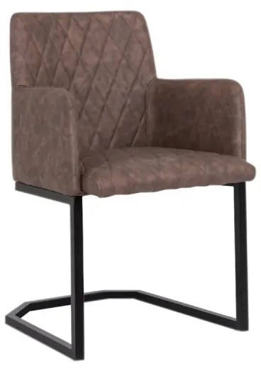 furniture-nabytek.cz - Masívna jedálenská súprava Bullwer so 4 stoličkami Clinton, akácia / kov / umelá koža, lakovaná, hnedá / čierna