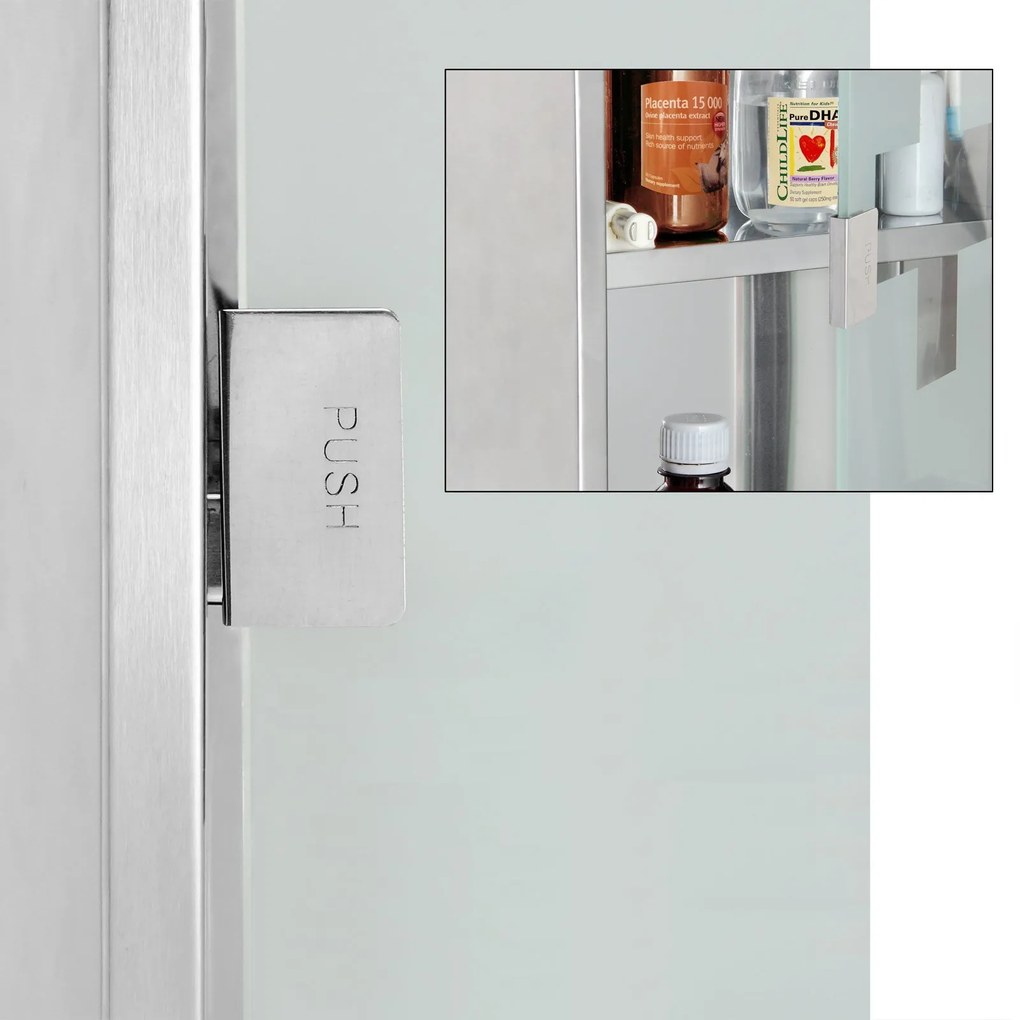 Nástenná lekárnička SAVE, 25x12x48,5cm, strieborná Monzana