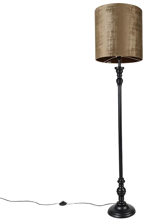 Klasická stojaca lampa čierna s hnedým odtieňom 40 cm - Classico