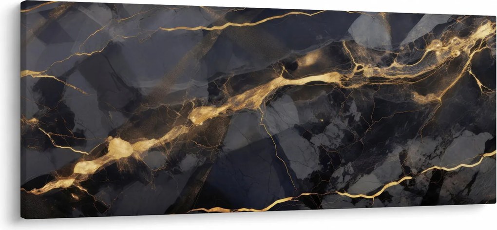 Obraz - Čierno - zlatý dekor (120x50 cm)