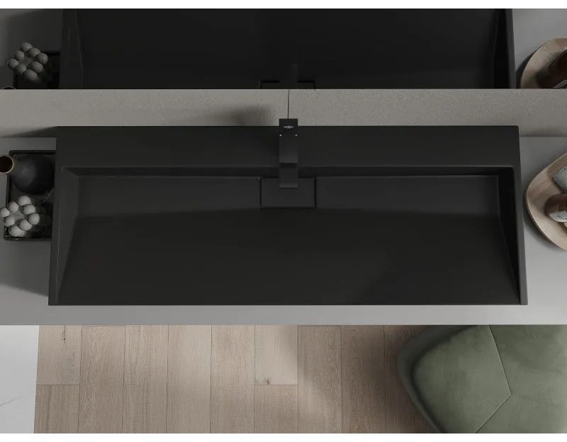 Mexen Ava, umývadlo na dosku z konglomerátu 1/O 120 x 46 cm, čierna matná, 23011271