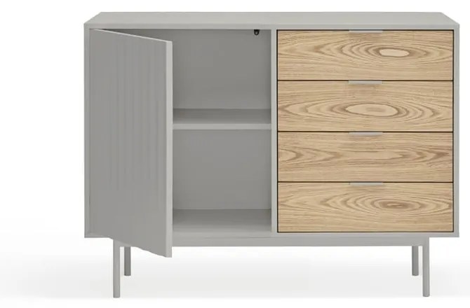 Nízka komoda v dekore duba v sivo-prírodnej farbe 108x80 cm Sierra – Teulat