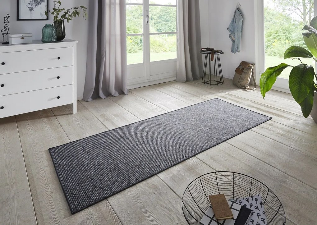 BT Carpet, Kusový koberec Bouclé 104435 Anthracite, 67x400, šedá, chodba / predsieň