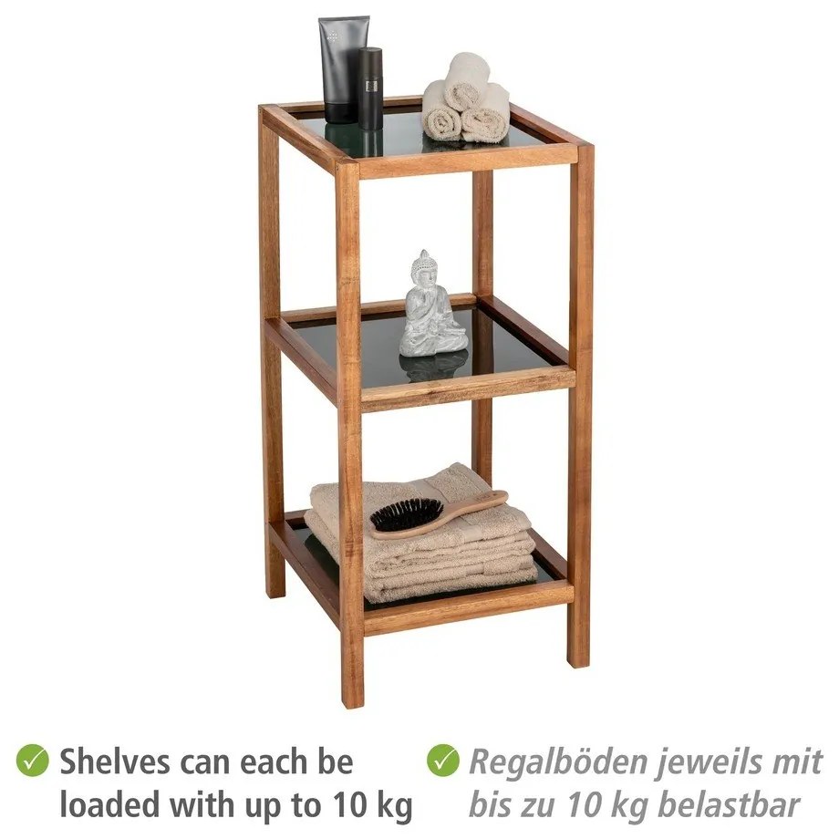 Sklenený kúpeľňový regál v čierno-prírodnej farbe 36x79 cm Fondi – Wenko