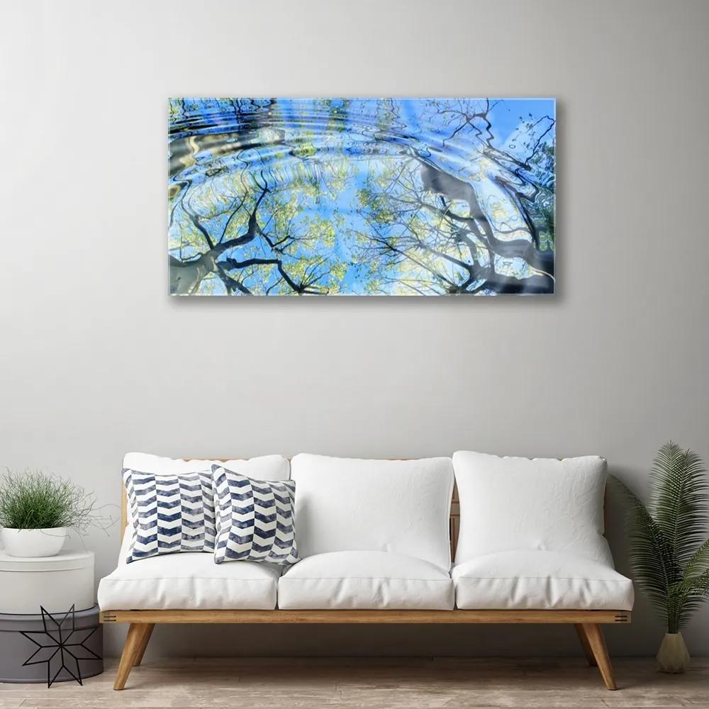 Obraz na skle Voda stromy umenie 125x50 cm