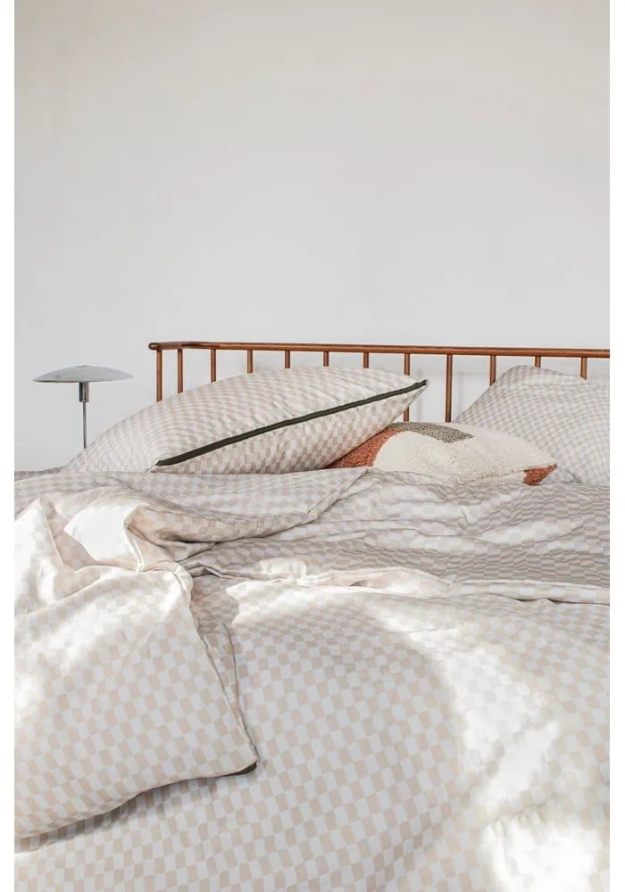 Béžové predĺžené obliečky na jednolôžko z bavlneného saténu 140x220 cm Mini – Mette Ditmer Denmark