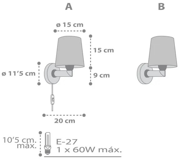 Dalber 82219B - Detské nástenné svietidlo STAR LIGHT 1xE27/60W/230V biela