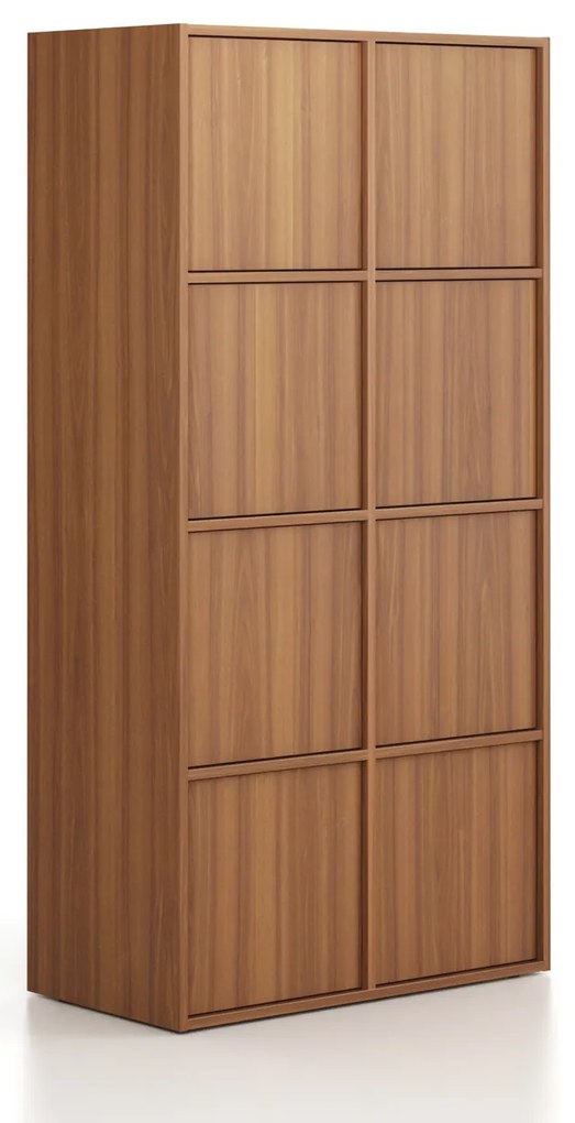 Kancelárska skriňa FRAME, 8x dvere, 872 x 450 x 1735 mm, PUSH-lock, orech