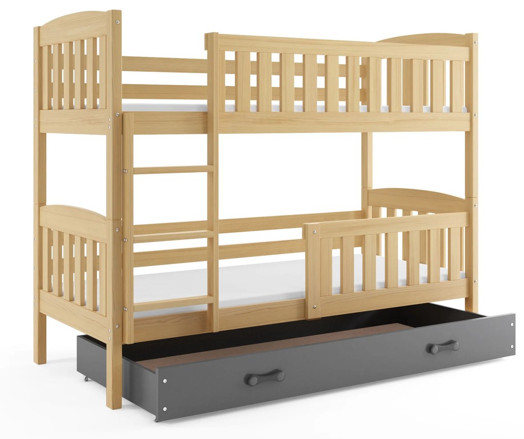 Poschodová posteľ KUBO 190x90 | borovica - grafitová