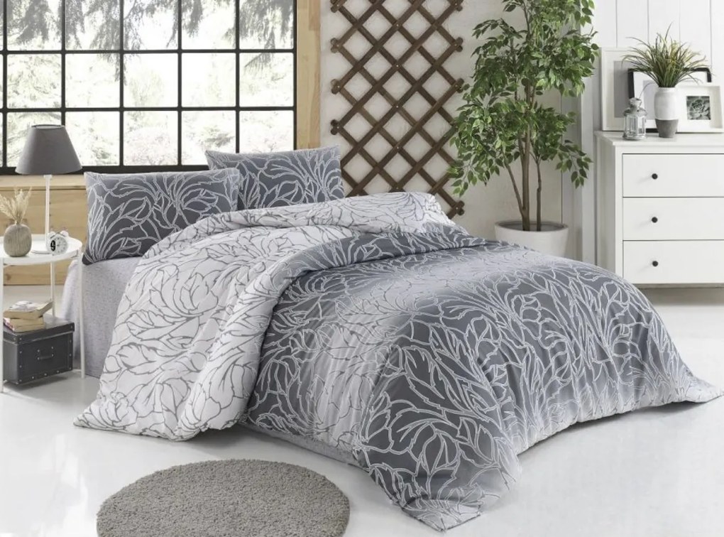 Obliečky bavlnené Fatima Sivá TiaHome - 1x Vankúš 90x70cm, 1x Paplón 140x200cm