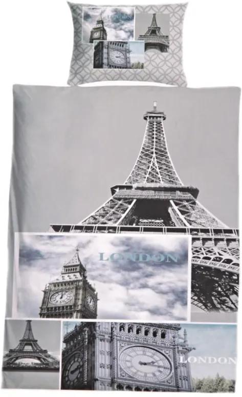 Lavande Sada ložního povlečení na dvě postele 140x200 cm - motiv Paříž