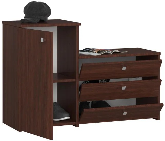 3 krídlový botník S16 s komodou - wenge