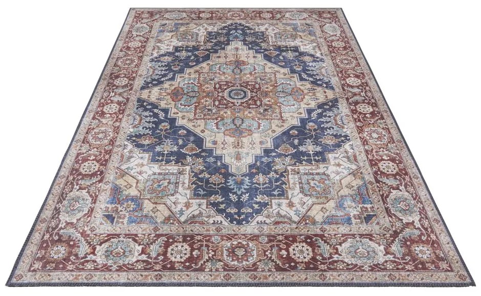 Tmavomodro-červený koberec Nouristan Sylla, 80 x 150 cm