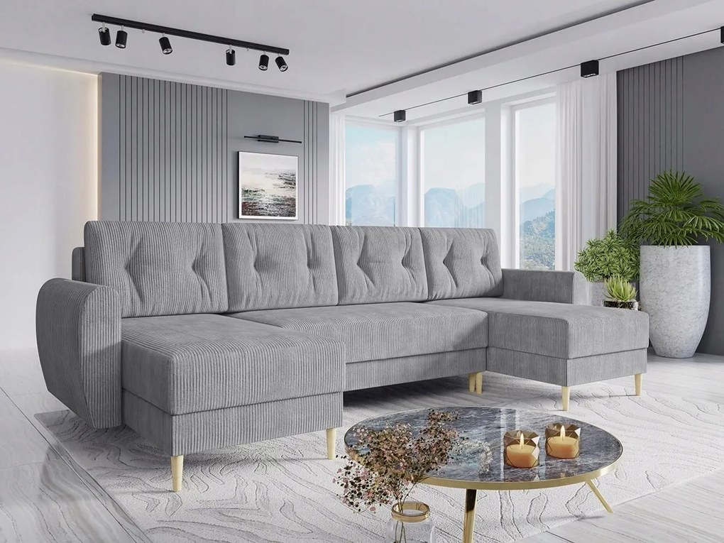 Rohová sedačka U Keklat U S (sivá čierna) (s úl. priestorom)