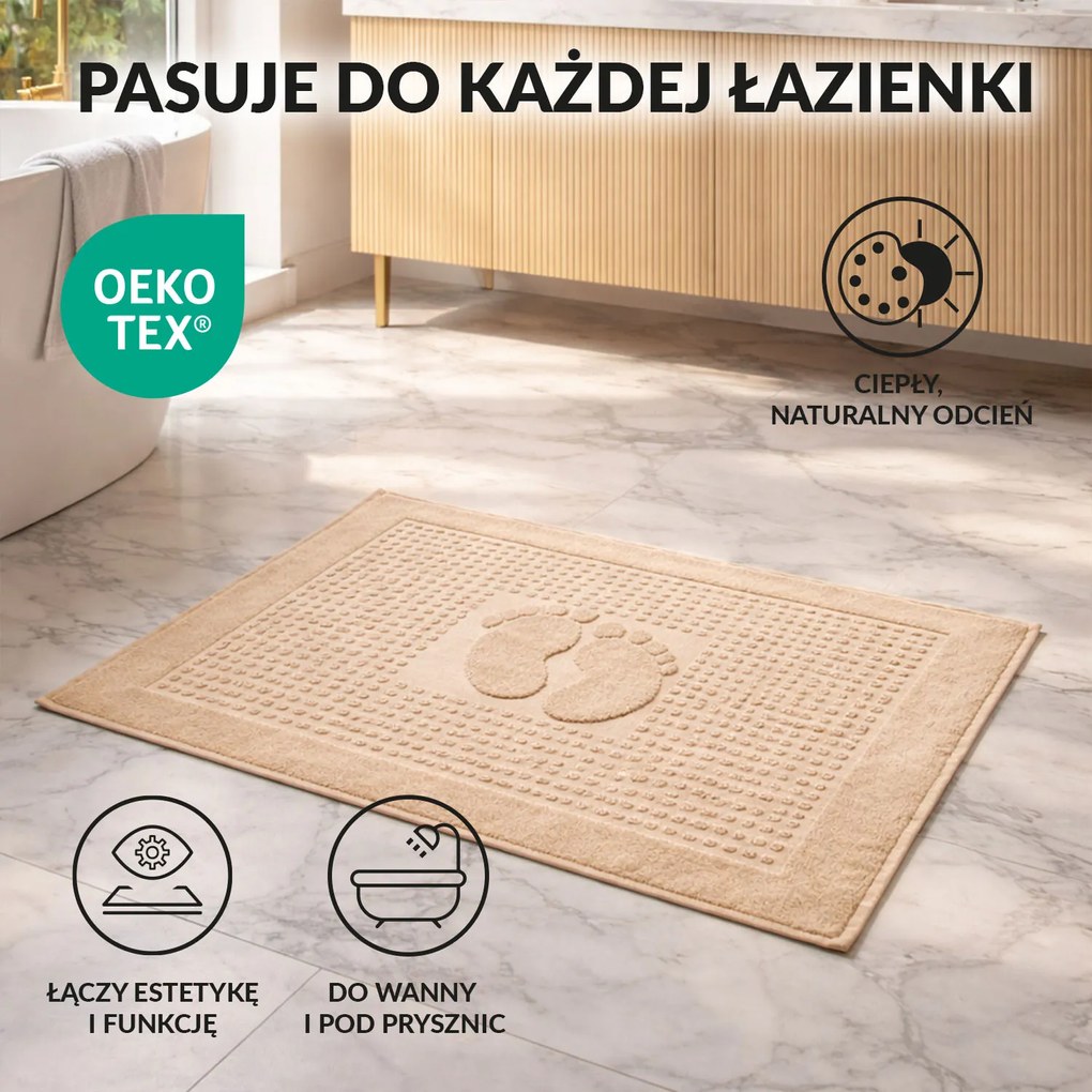 PODLOŽKA DO KÚPEĽNE HOTEL FEET BÉŽOVÁ 50X70 CM