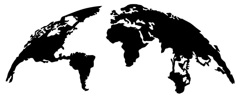 Nástěnná dekorace World Map černá - S
