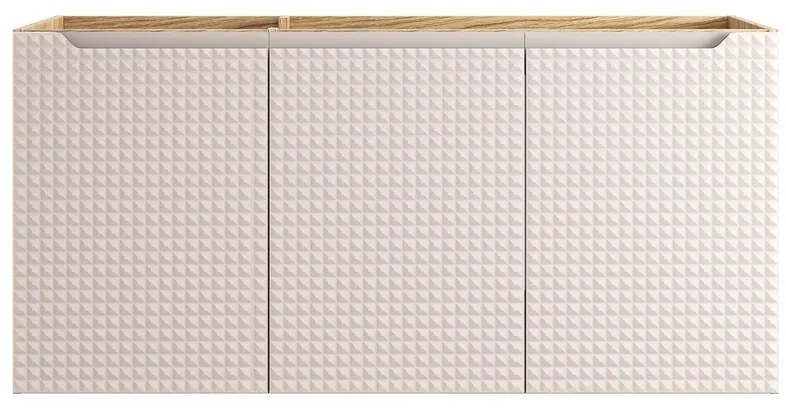 Závěsná skříňka Luxor Beige Sky se zápustným umyvadlem 120 cm béžová/dub olejovaný