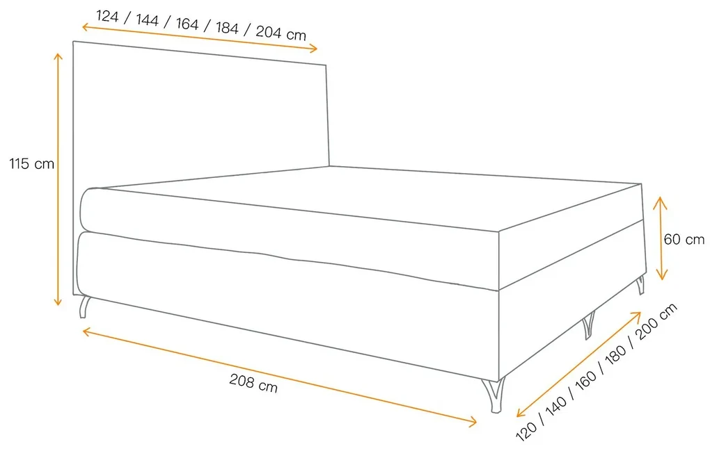 Boxspringová posteľ SHANNON - 180x200, hnedá 2 + topper ZDARMA