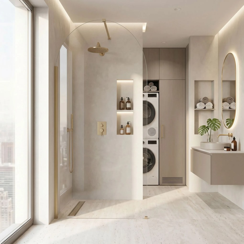 Rea Heaven, sprchová zástena Walk-in, 110 cm, zlatá matná, REA-K6683
