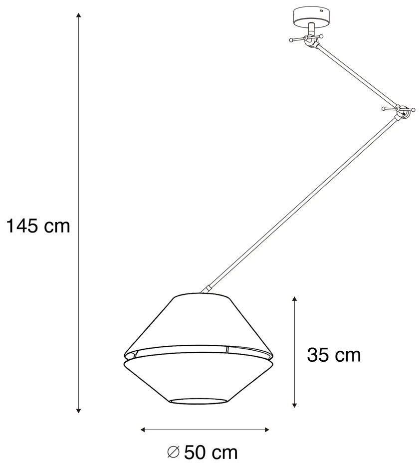 Závesné svietidlo čierne s dvojvrstvovým zamatovým tienidlom zelené so zlatým vnútorným povrchom - Blitz