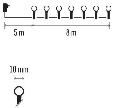 LED Vianočná vonkajšia reťaz 80xLED/13m IP44 teplá biela