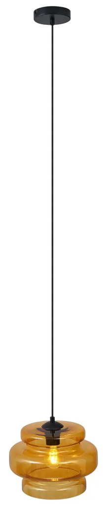 Retro závesná lampa čierna s oranžovým sklom - Denise