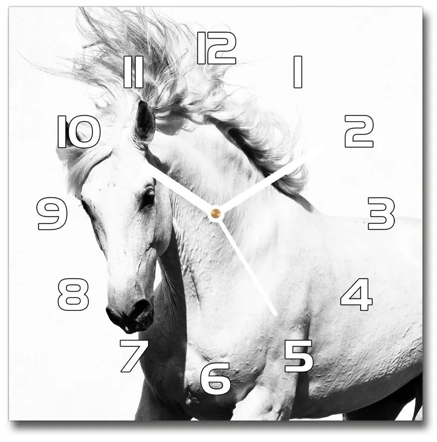 Sklenené hodiny štvorec Biely kôň pl_zsk_30x30_f_14270832