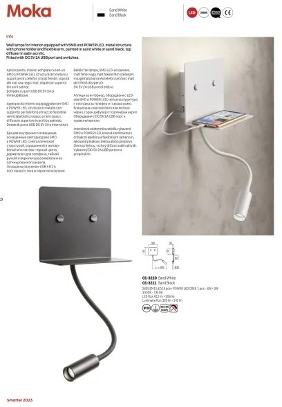 Redo 01-3211 - LED Nástenné svietidlo MOKA LED/6W + LED/3W/230V CRI90 čierna
